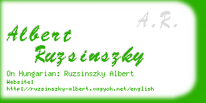 albert ruzsinszky business card